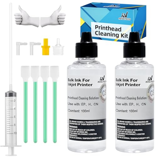 Printhead Cleaning Kit for Inkjet Printers, 2 x 100ML Universal Cleaning Solution, Unclog Nozzle & Restore Print Quality, Compatible with Epson Canon HP Brother (ET-2720 ET-2800)
