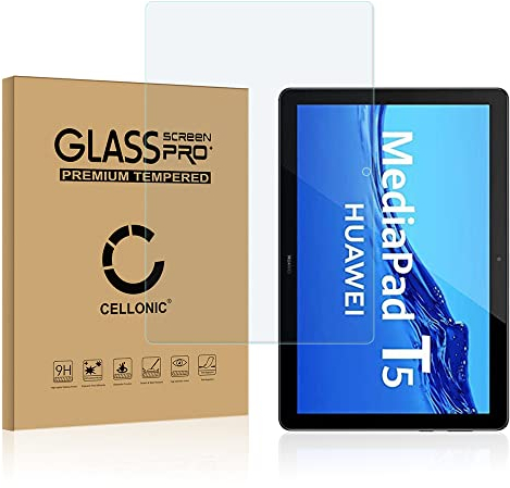 CELLONIC Screen protector glass compatible with Huawei MediaPad T5 2018 (AGS2-W09) (2.5D, 9H 0,33mm Full Glue) Tempered Glass Crystal Clear Screen Protector Glass