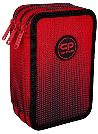 Federtasche 3-fache Federmappe Gradient Cranberry Federmäppchen 46-teilig gefüllte Schüleretui Stifte und Pinsel inkl. Aufgabenheft Federbox Etui Stiftetasche Schlamper-Etui Schul-Etui