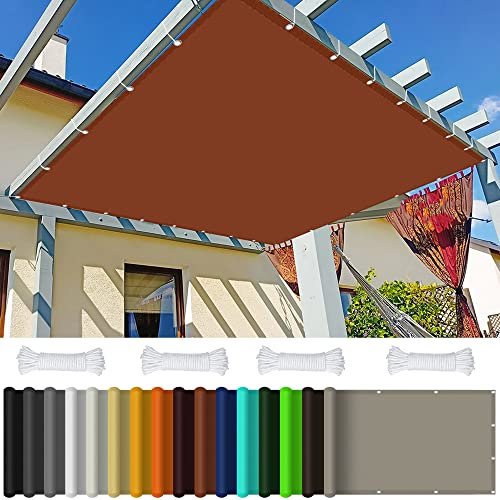 Voile d'ombrage Auvent Rectangulaire UV 1.5 x 3.8 m Voile d'ombrage sur Mesure Renforce Épaissir Voile pour Jardin Terrasse Balcon, Rouge Rouille