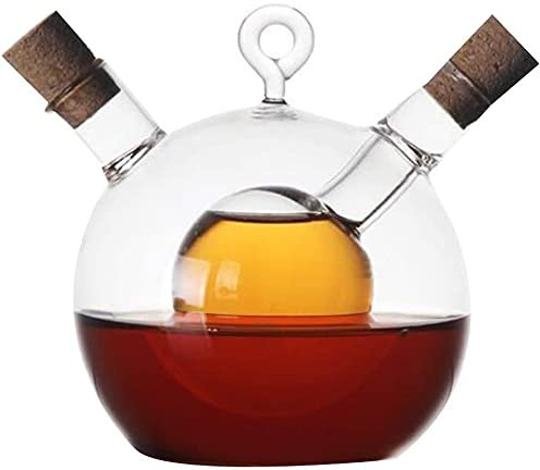 VIXPET Distributeur d'huile et de vinaigre Creativity 2 en 1 bouteille de condiments à double couche scellée en verre transparent