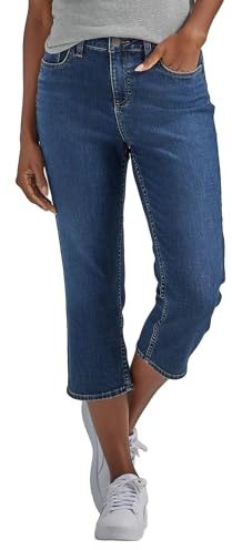 Lee Damen Midrise Denim Capri-Jeans/Hose (Stormy Lines Medium Wash) (US, Numeric, 22, Regular, Regular, Medium Wash Stormy Lines)
