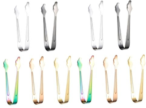 Cabilock 10 Pièces Pince À Glaçons En Acier Inoxydable Pince À Grill Pince De Service À Pince À Gril Ergonomique Mini Pince À Sucre Pince En Métal Pour Glaçon Whisky Pince À Toast