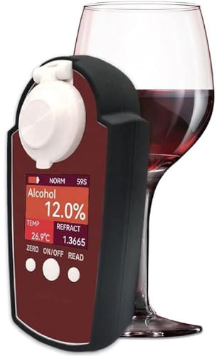 Mavdecll Professionelles Refraktometer, Hand-Alkohol 0-25% Testrefraktometer, tragbares Hand-Rotwein-Konzentrationsmessgerät, für Hersteller, Händler, Rotweinliebhaber