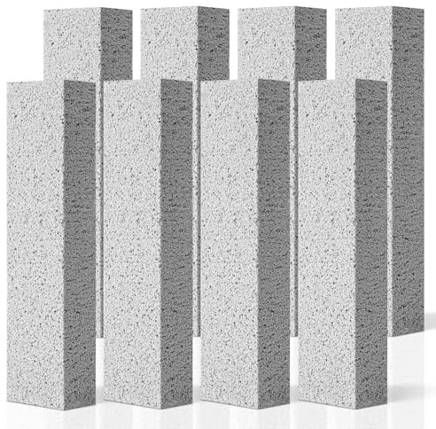 BukSuk Lot de 8 pierres ponces grises pour le nettoyage des cuvettes de toilettes, bâton à récurer pour nettoyer les toilettes, la salle de bain, l'évier de cuisine, le gril (gris)