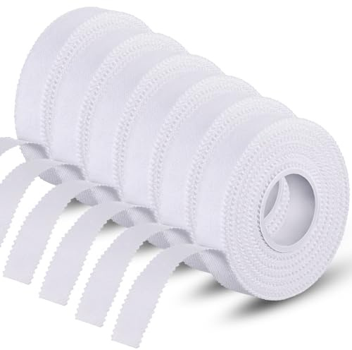 6 Rolls 1.25cm x 5m Athletic Sports Tape for Blister Prevention, Zinc Oxide Tape, Finger and Wrist Support, Plantar Fasciitis Relief, Hiking and Running