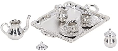 ZJchao Juego de té, Kit en Miniatura Realista de Simulación, Bandeja de té Completa a Escala 1/12 y Accesorios para Decoración y Juego de Casa de Muñecas