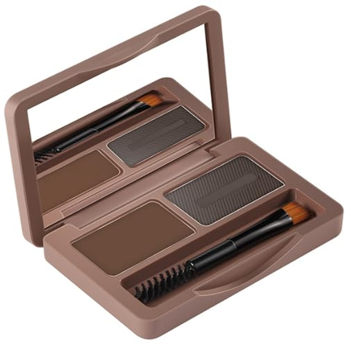 2-farbiges Augenbrauenpuder, wasserfest, natürliches Augenbrauenpuder, Augenbrauen-Duo-Sculpting-Set für Zuhause, Mädchen und Frauen, Dunkelbraun, Grau, 1 Set