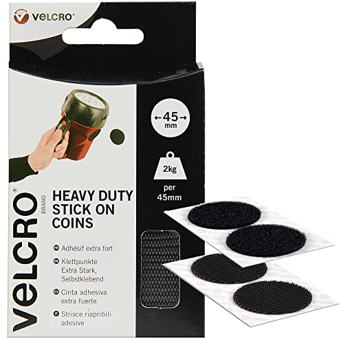 Velcro Brand VEL-EC60248 Velcro Coins Giant Heavy Duty nero – EC60248, 45mm x 45mm