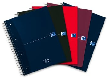 Oxford Collegeblock A4, liniert, 240 Seiten, European Book, 3 Register, 4 Farben, 5 Stück