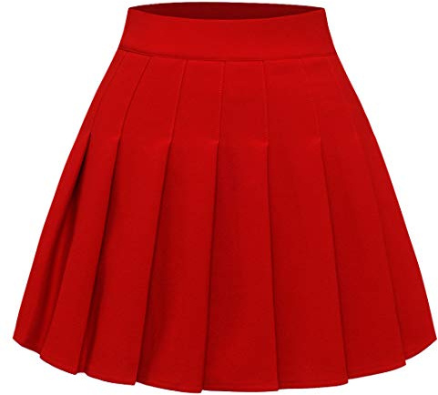 FindDress Faldas plisadas para mujer, de cintura alta, minifalda de patinadora de tenis, faldas básicas casuales de animadora | Uniforme escolar para mujer, falda a cuadros y básica, falda de animadora, cintura elástica, línea A, ropa casual versátil