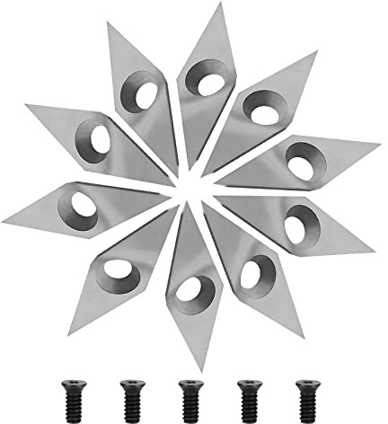 Hartmetall Wendeschneidplatten Set fur DrehmeiBel,CEIEVER Wendeplatten Hartmetall 10 Stück 10x30mm CNC Hartmetall Drechselwerkzeuge für Holz Drechselwerkzeug