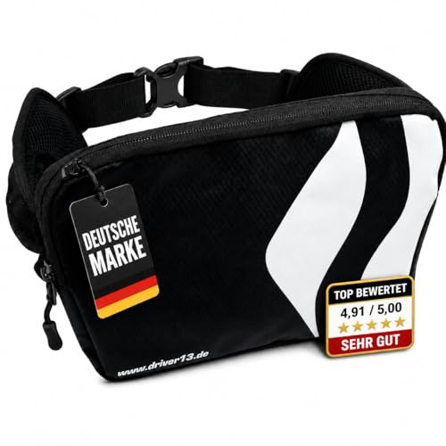Driver13 Hipo Pack Hüfttasche 3L, Bauchtasche/Hüfttasche für Bike Wandern Trail, Innentaschen, Schlüsselclip, schwarz