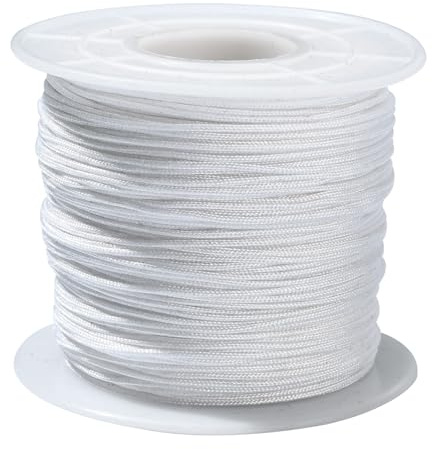 UR URLIFEHALL Cordoncino in nylon intrecciato bianco, 90 m, 0,8 mm, per nodi cinesi, finestre, tende, giardino, gioielli, artigianato