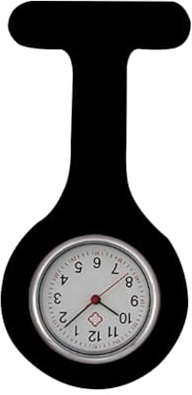 Schwesternuhren mit Clip, Krankenschwester Taschenuhr, Krankenschwester Uhren, Krankenschwester Uhren mit Clip, Krankenschwester Uhr, Dehnbare Silikon Hülle, für Damen Herren Pfleger Doktor, Schwarz
