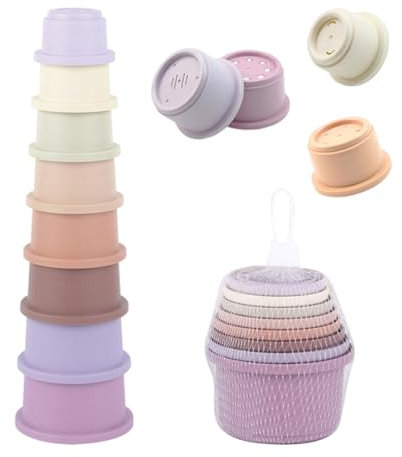 1 Satz Runde, Stapelbare, Bunte Tassen, Stapelbare Tassen, Kinderzimmerdekoration, Übung Praktischer Und Wahrnehmungsfähigkeiten