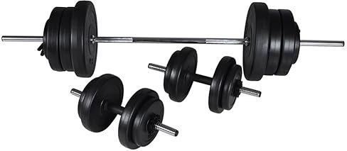 LAPOOH Langhantel + 2 Kurzhantel Set 60,5kg, Hanteln Set, Kurzhanteln, Dumbbells, Hantelset, Kraftraining, Strength Training Equipment, Gewichte Set