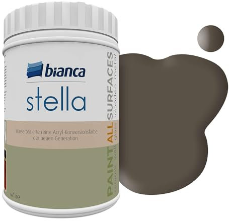 Bianca Stella Vernice per mobili premium senza carteggiatura per cucina e bagno, Marrone terra, Lucido, 1000ml, a base acquosa, vernice acrilica per tutte le superfici, legno, piastrelle, metallo