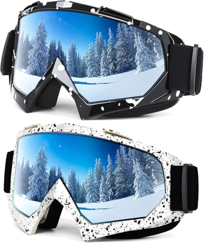 EasYoung Adult Ski Goggles, 2-Pack Snowboard Goggles for Youth, Teens, Men & Women, Wide View Snowmobile Goggles