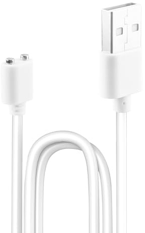 Magnetic USB Charger Cable with Strong Magnet 7mm Dual Pin Charging Cord | 0.8m Safe and Long-Lasting Charging Solution, Universal Compatibility for Wireless Massager Smart Devices, White