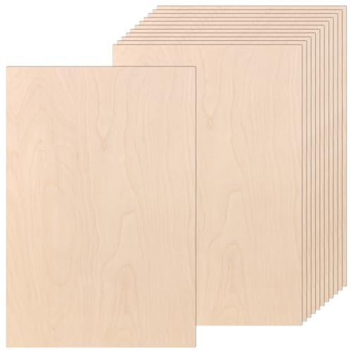 SHUESS 12 Stück Unbehandeltes Holz Lindenholz, Sperrholz, Holzplatte 445x300x3MM Holzplatten zum Basteln Sperrholz 2mm, Spanplatte für zum Basteln, Modellbau, Lasergravur, Gemälde Kunst