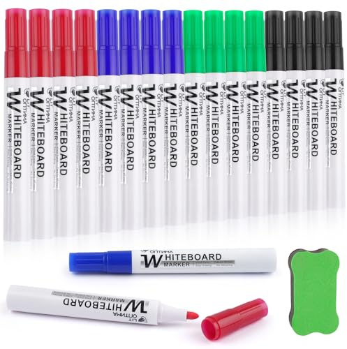 Hopton White Board Marker Pens, 16 Stück Flipchart Stifte, Whiteboard Marker Bunt, Whiteboard Stifte, 3mm stifte whiteboard Abwischbar, Non Permanent Dry Erase Marker für Schule, Büro, Fenster