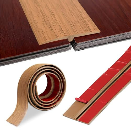T Profil Übergangsleiste, 1 Stück Übergangsprofil Selbstklebend, 5 x 300cm T Profil Übergangsleiste Übergangsprofil Selbstklebend, für Verbindungsböden Lücken von Laminatdielenfliesen(Gelbe Eiche)