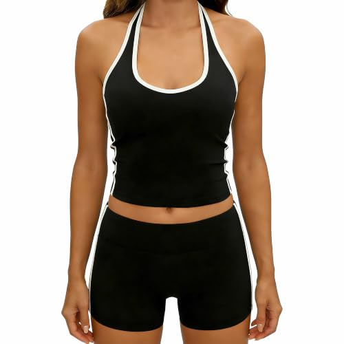 KIKIMINK Sport BH Sport-Set für Damen Tank Top Oberteil und Shorts Atmungsaktives Yoga-Oberteil für Sport und Fitness T-Shirt