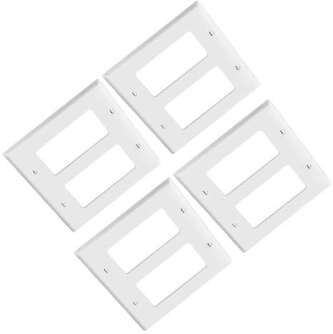 Kichvoe Light Switch and Outlet Cover Plates 4Pcs White Thermoplastic for Wall Socket Protection
