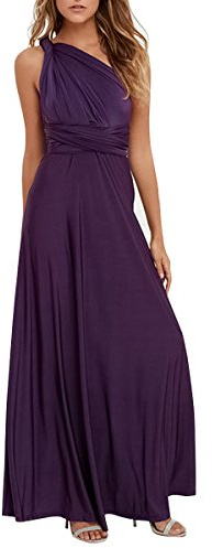 Femme Robe Longue de Cérémonie Chic Robe Ado Multi-Style Sexy Taille Haute sans Manche Robe Fille d’Eté Bandage de Soirée Cocktail Demoiselle d'honneur Mariage Fête Aniversaire Violet Foncé XS