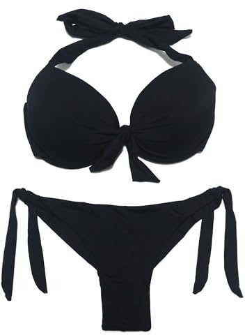 EONAR Badkläder för kvinnor push-up bikinitopp med bygel sidoslips brasiliansk bikiniunderdel
