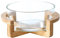 Cabilock Glass Salad Mixing Bowl with Wooden Stand, Large Trifle Bowl, Transparent Fruit Serving Dishes for Kitchen Dessert Cereal Snack (800ml)