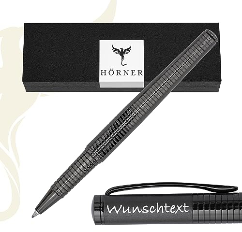 Hörner Fortress I Hochwertiger Tintenroller mit Gravur I Premium Geschenkbox I Schreibfarbe Blau 0,7 I Wechselbare Mine I Strichstärke M I Aus Metall I Ergonomisches edles Design
