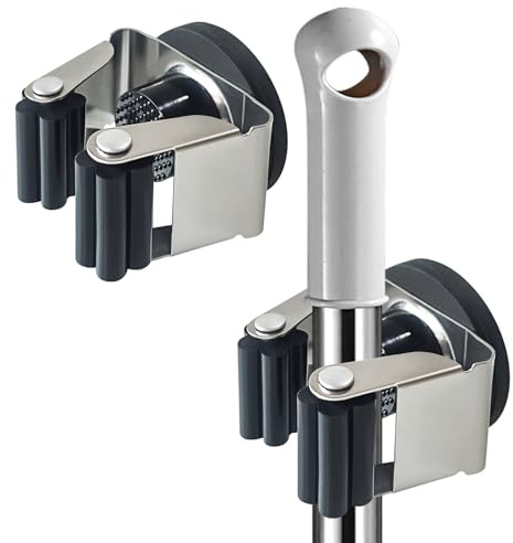 Magnetischer Mop Besenhalter, 2 Stück Beweglicher Besen Clip, Ohne Bohren Magnetischer Besen Mop Rack Aufhänger für Haus, Badezimmer, Küche, Garage, Garten