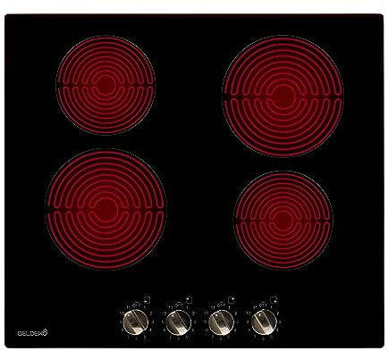 Table Vitrocéramique Manettes - Boutons - 4 Foyers - 6000W