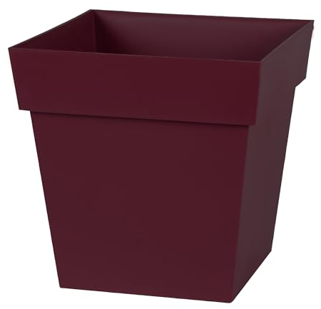 EDA Toscana - Maceta Cuadrada de 32 cm, Volumen 22 L, 32 x 32 x 32 cm, Color Rojo Burdeos
