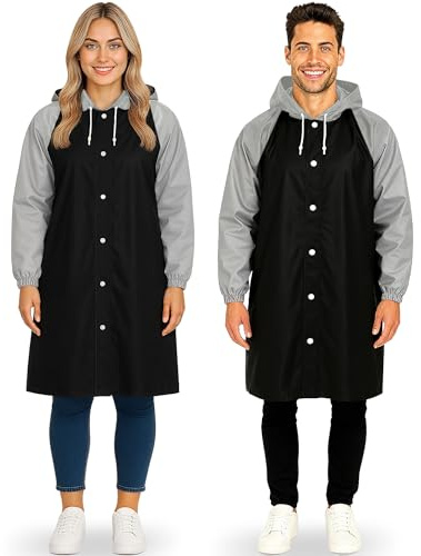 REDSTAR Poncho Pluie Imperméable Femme et Homme avec Capuche - 2 pièces, Veste longue waterproof à boutons pour adulte, Poncho de pluie long pour adulte, Pliable, Pour festival, randonnée, vélo