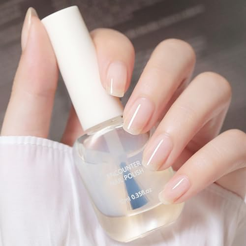LUMKMAS Clear Nail Polish, Top Coat and Base Coat 2-IN-1, Long Lasting High Gloss, Quick Dry Water-Based, No Cure, Easy to Apply