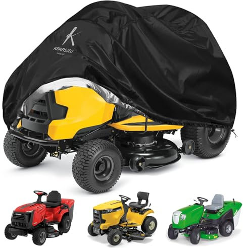 KRRRSJDJ Abdeckung für Aufsitzrasenmäher Wasserdicht,Abdeckplane Aufsitzrasenmäher Winddicht,Schutzhülle Rasentraktor mit Kordelzug,420D Oxford-Stoff Staubdicht Reißfest (245 * 50 * 140cm,Schwarz)