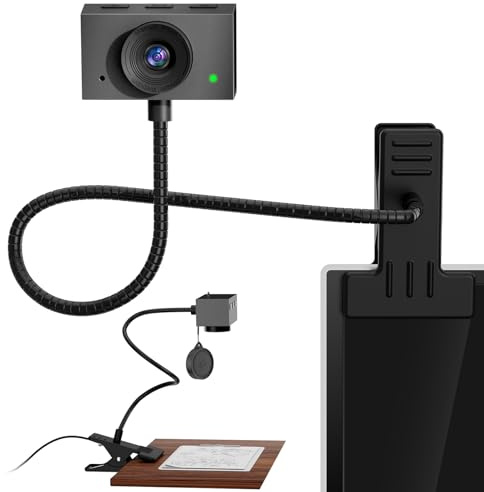 Danyesth Webcam 1080P mit Mikrofon und Sichtschutzklappe – USB Webcam für PC, Laptop & Zoom, Augenkontakt-Kamera mit automatischer Lichtkorrektur für Home-Office, Streaming & Videokonferenzen(Grey)
