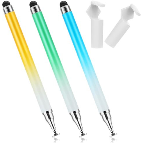 JIEYAO Lot de 3 stylets 2 en 1 haute sensibilité, gel de silicone compatible avec smartphones et tablettes