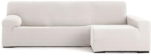ECOMMERC3 | Copridivano Chaiselongue Braccio Lungo Destra Super Elastico Bielastico - Copridivano Chaiselong Colore Ecru con Schiume di Tenuta e Gomme di Valida Regolazione Destra o Sinistra