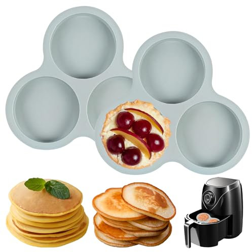 Butabeishy Molde de silicona para tortitas, 2 unidades, 3 cavidades para freidora de aire caliente, color gris, antiadherente, para magdalenas, tartas de huevo, queso, sándwiches y postres