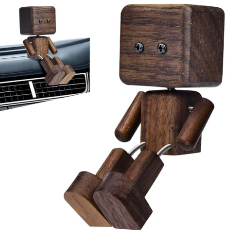 Pipihome Schüttelmann Aus Holz, Wackelfigur Auto, Handgefertigter Wackelnder Holzmann mit Wackeligen Beinen, Lustige Auto Deko Innenraum Geschenke für Frauen Männer, Schreibtisch Deko