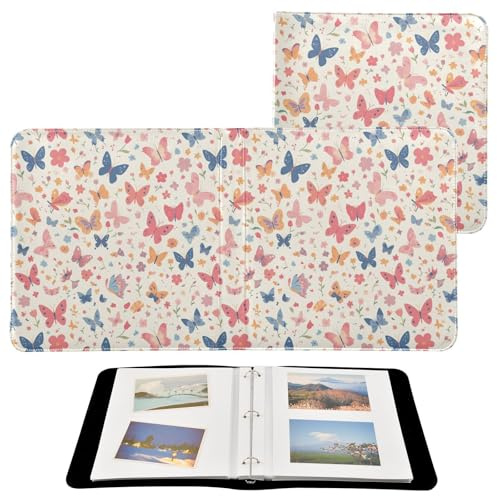 Álbum de fotos con mariposas en blanco y rosa para fotos de todos los tamaños, autoadhesivo, fotos de 4 x 6, 5 x 7, 6 x 8 pulgadas