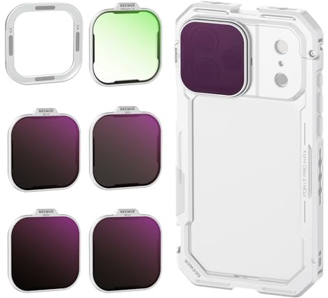 NEEWER ND Filter Set for PA143/PA144 Phone Cage Only, Neutral Density ND8/16/32/64 + Black Diffusion 1/4 + Magnetic Backplate, Filter Accessories Kit Compatible with iPhone 17 Pro/17 Pro Max, Silver