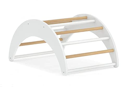 Rima Kletterbogen/Wippe für Kinder | 2-in-1 Kletterbogen und Wippe | Hartholz Buche/Sperrholz weiß lackiert | Maße 80,5 × 55 × 40 cm | Indoor Spielgerät Kleinkinder