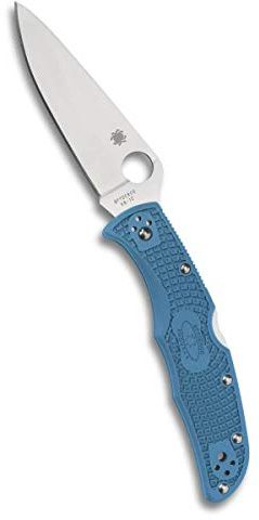 Spyderco Unisex – Erwachsene, Taschenmesser, Endura 4 Lockback Blue, Klinge: 9.5 cm, Rot, Klappmesser, Taschenclip, blau, Einheitsgröße, C10FPBL | Blau, 22,1 cm Gesamtlänge, 9,7 cm VG-10-Stahlklinge, FRN-Griff, Rückenverriegelung, vollflächiges Mahlen