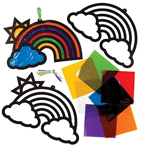 Baker Ross AW409 Rainbow Stained Glass Decorations Kits (Pack of 6)