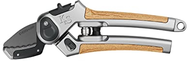 Kent & Stowe Eversharp Anvil Secateurs, Adjustable Garden Shears Suitable For Dead, Mature Wood, All Year Round Garden Tools Made From Carbon Steel, Aluminium, And Ash Wood